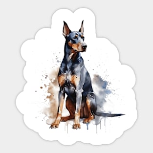 Doberman Watercolor Style Sticker